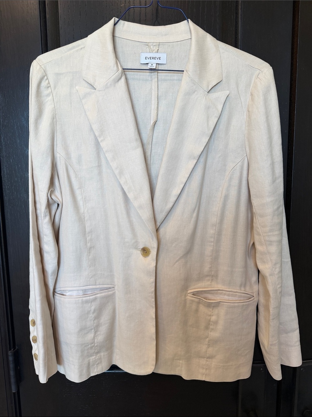 Evereve Cream Single-Button Linen-Blend Blazer. Size medium.